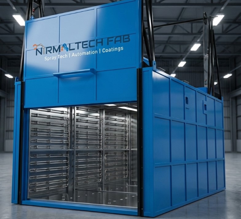 Industrial Powder Coating Oven – Professional Curing Oven for Automotive & Metal Parts, Gas/Electric Heating, 400°F Max Temp, Walk-In Design with Forced Air Convection, Uniform Heat Distribution, Overspray Recovery System for Workshops